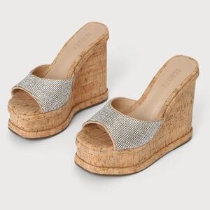 Schutz Dalle crystal cork platform wedge